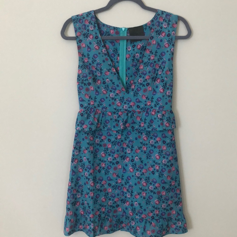 Blue floral mini dress